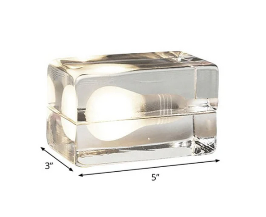 BrightCube - Minimalistische tafellamp met transparante glazen kubus