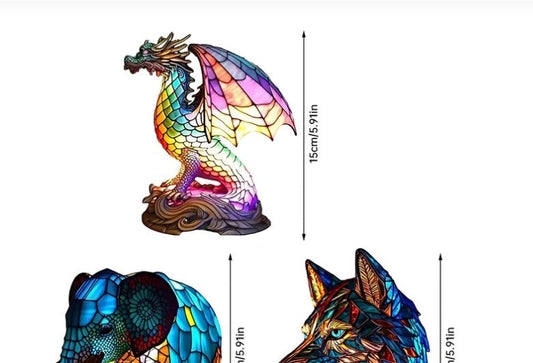 KunstGlas | Glas-in-lood tafellamp met dierenmotief