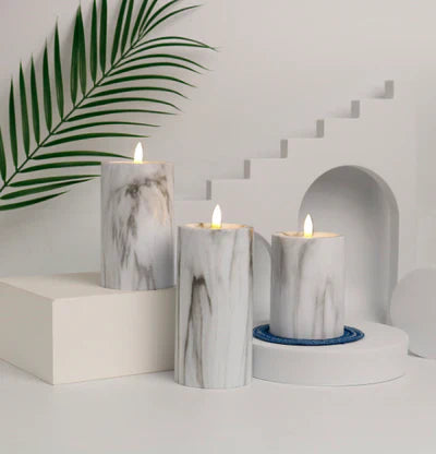 Candlylight | set van 3 led marmeren kaarslampen
