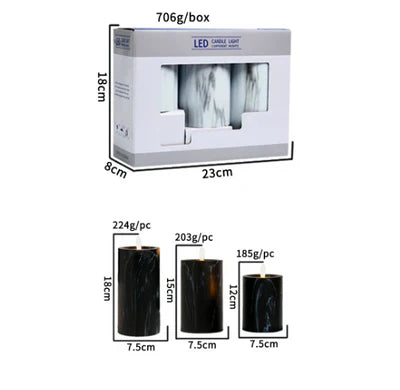 Candlylight | set van 3 led marmeren kaarslampen