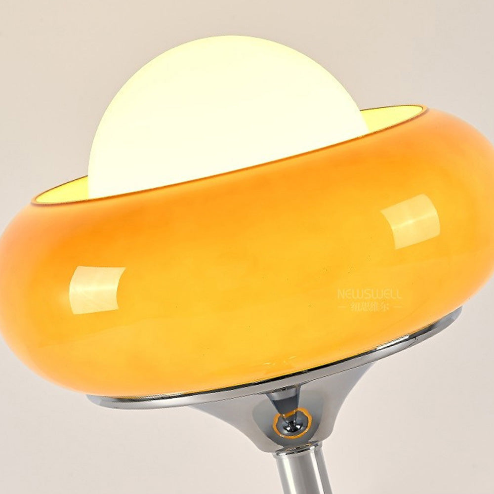 Vintage Bauahus glazen gele tafellamp