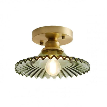 Vintage helder glazen geribbelde plafondlamp