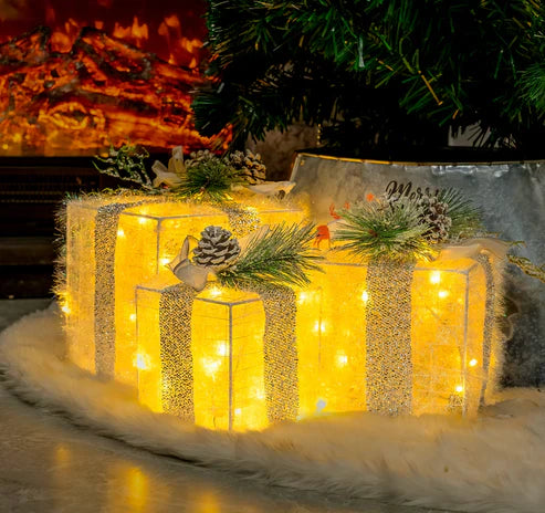 Goudglanzende geschenkdoosset –– elegante geschenkverpakking voor het perfecte kerstcadeau